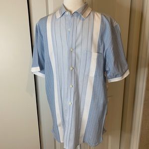 Alfani Short sleeved vertical striped button down shirt